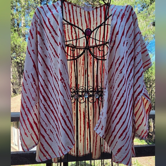 Jump White & Red Kimono Lightweight Jacket SzM - Picture 7 of 13